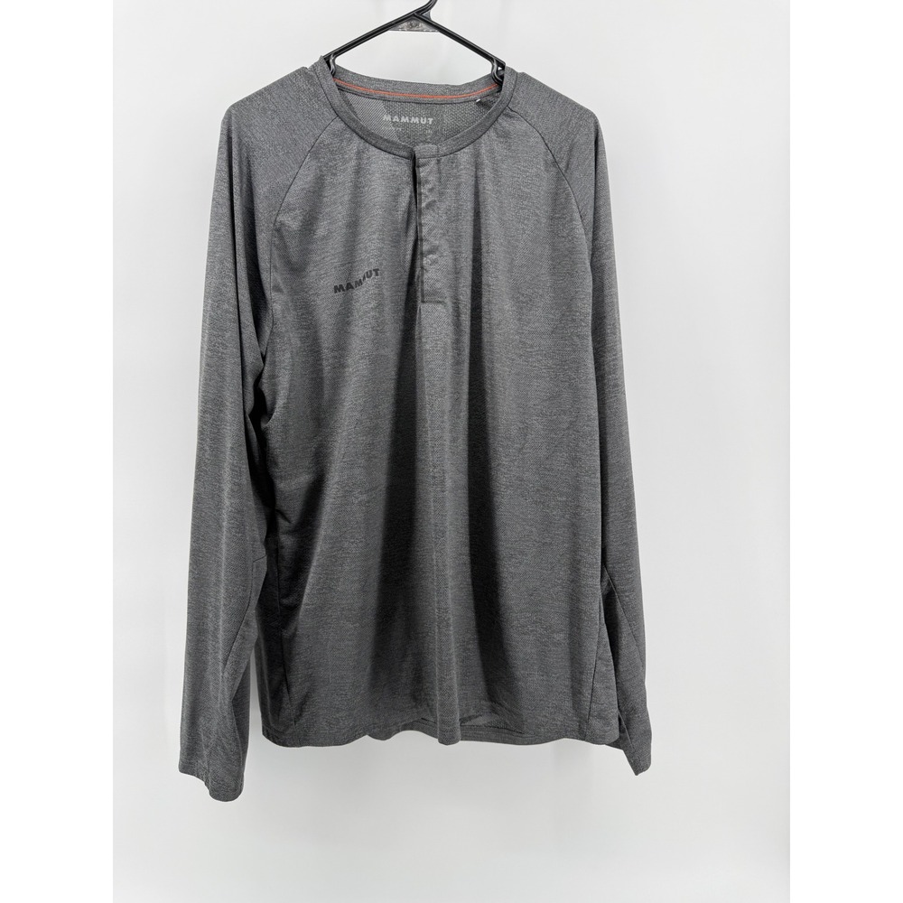 Mammut Mens Long Sleeve Henley Shirt Gray Hiking Outdoor Performance Top 2XL